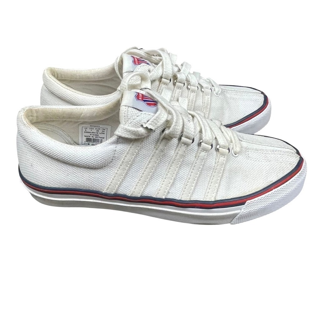K-Swiss Women White Canvas Low Top Sneakers Size 7 50th Anniversary 93956-954-M - Picture 2 of 15